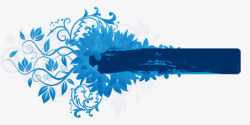 蓝色花标题框素材