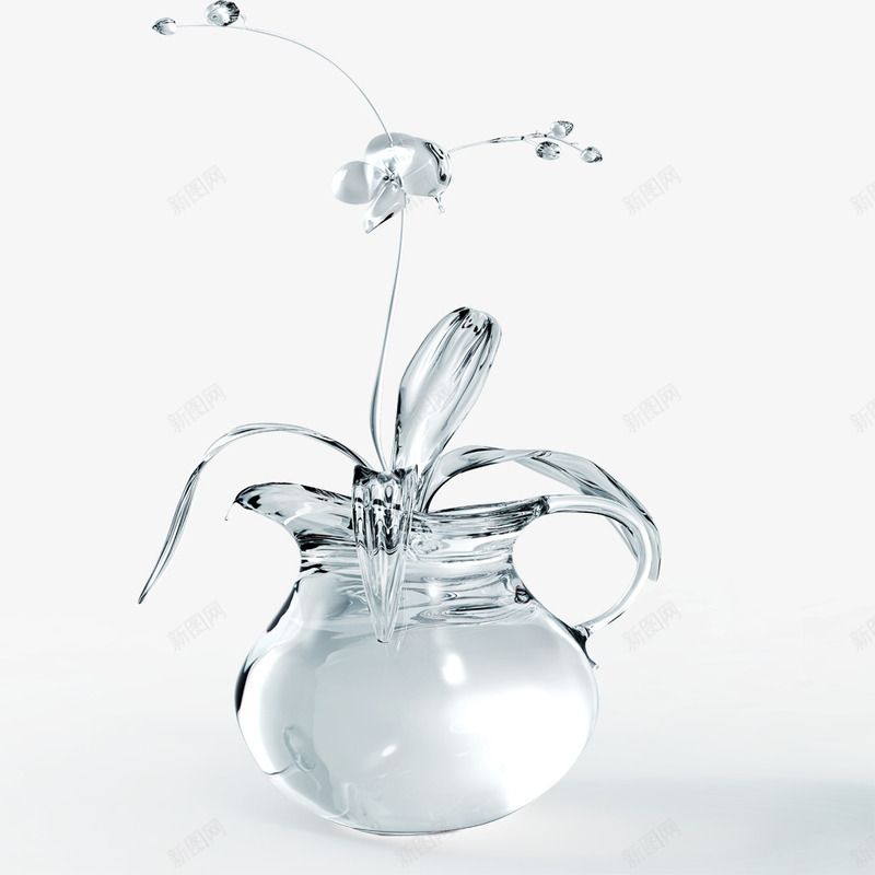 玻璃花盆png免抠素材_新图网 https://ixintu.com 水晶鲜花 白色 质感 透明玻璃杯 飞扬的水