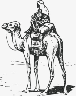 黑白的骆驼手绘骆驼人高清图片
