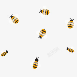黄色纹理蜜蜂卡通插画矢量图素材