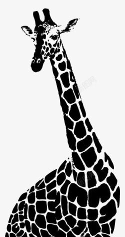 长颈鹿黑白黑白长颈鹿图标高清图片