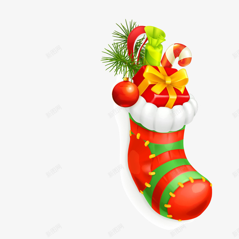 塞满礼物的圣诞袜png免抠素材_新图网 https://ixintu.com 圣诞挂饰 圣诞袜子 塞满礼物的圣诞袜 礼盒