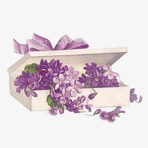 紫色花盒psd免抠素材_新图网 https://ixintu.com 礼物 礼盒 紫色 花朵