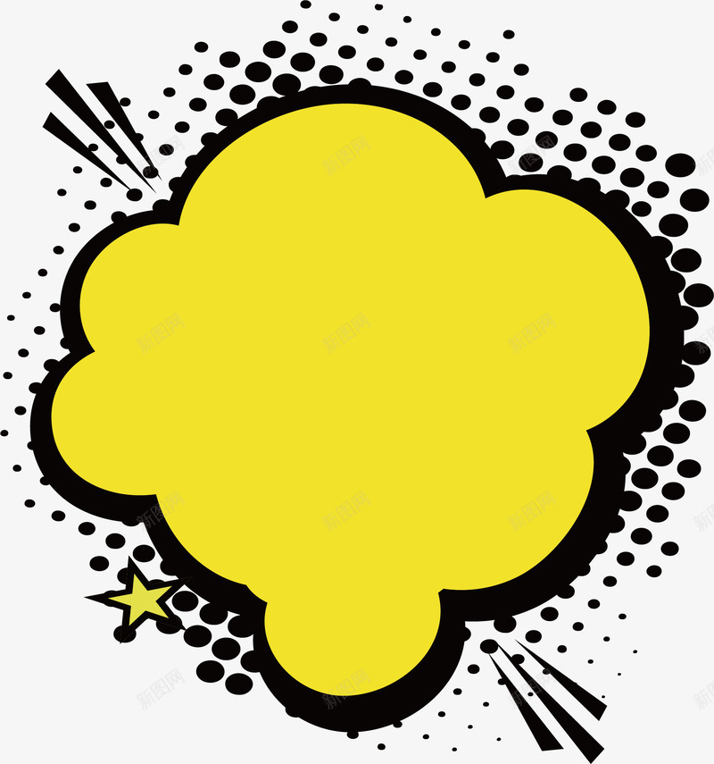 黄色云朵爆炸贴矢量图eps免抠素材_新图网 https://ixintu.com 云朵爆炸贴 波点 爆炸贴 矢量素材 黄色 矢量图