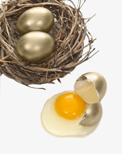 创意金蛋创意鸟巢中的金蛋高清图片
