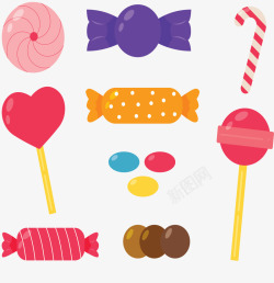 多种棒棒糖美味多种不同糖果矢量图高清图片