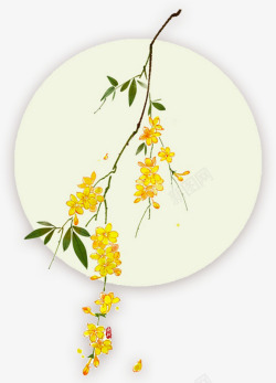古典枝条中国风黄色清新花枝高清图片