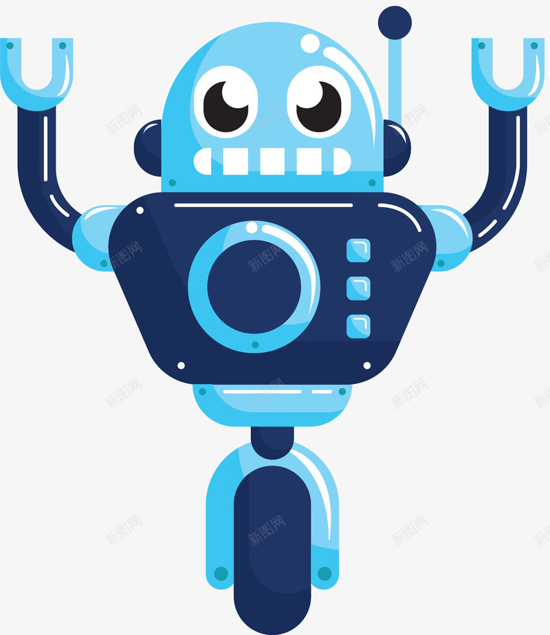 蓝色一体化机器人png免抠素材_新图网 https://ixintu.com 一体化 人工智能机器人 卡通风格 智能化 蓝色 高级机器人