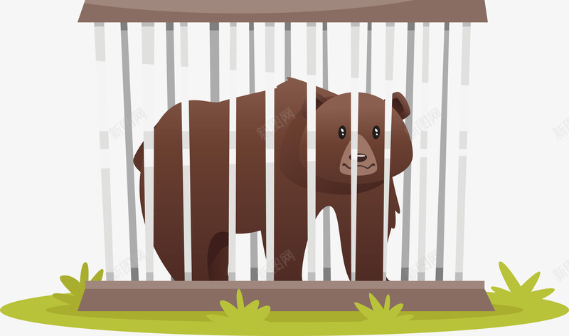 白色的笼子和棕色的熊矢量图eps免抠素材_新图网 https://ixintu.com 动物 动物png 动物矢量图 棕色的熊 熊 矢量图