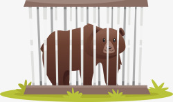 白色的笼子和棕色的熊矢量图素材