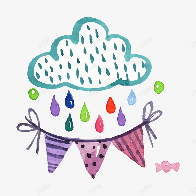 卡通水彩装饰插图一朵下雨的云彩png免抠素材_新图网 https://ixintu.com 一朵云 一朵云彩 下雨的云 卡通 可爱插图 水彩 装饰插图