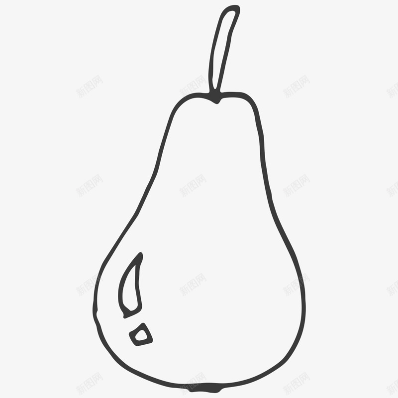线描一个梨图标png_新图网 https://ixintu.com 一个梨 手绘一个梨 水果 粗线条 线描一个梨 食物 黑白一个梨
