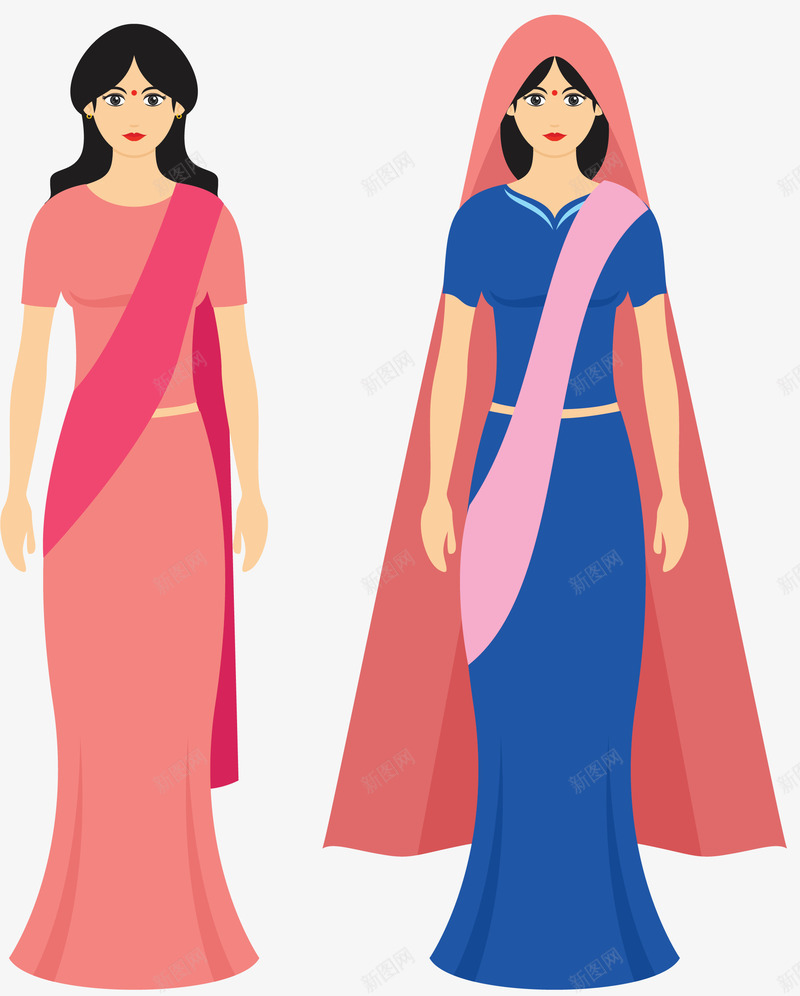 粉色高大的印度女人矢量图ai免抠素材_新图网 https://ixintu.com 亚洲女人 卡通风格 印度 印度女人 矢量印度女人 粉色服装 高大 矢量图