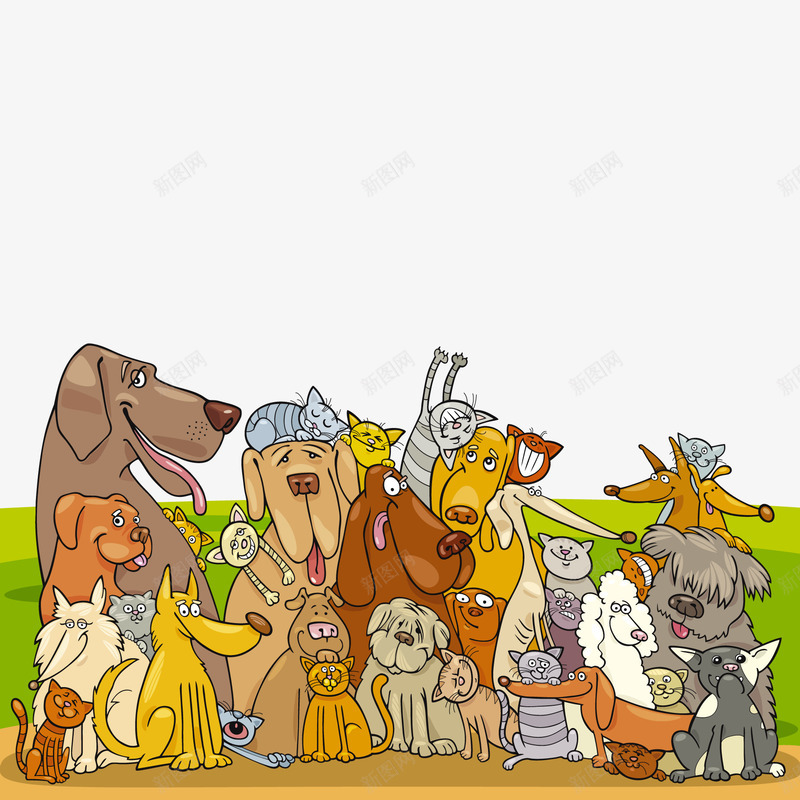 卡通一群小狗矢量图ai免抠素材_新图网 https://ixintu.com 一群小狗 卡通 手绘 流浪动物 玩耍 矢量图 重叠的动物