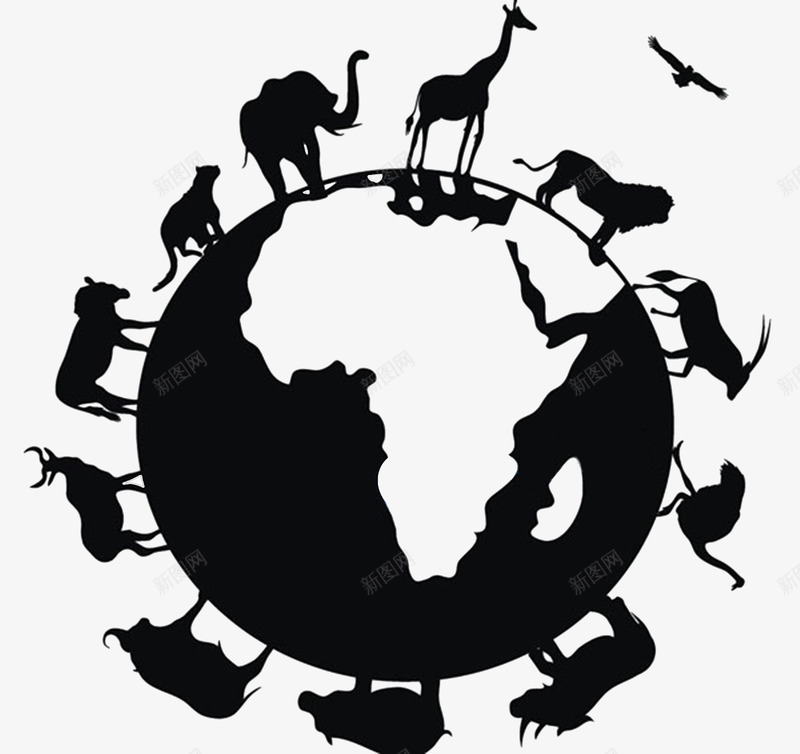黑白动物图标png_新图网 https://ixintu.com 世界 动物 动物世界 地球 地球ico 地球图标 黑白世界免抠 黑白装饰免抠 黑白装饰物