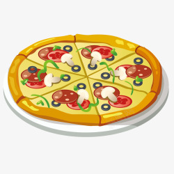 插画披萨图片黄色圆弧披萨美食元素矢量图高清图片