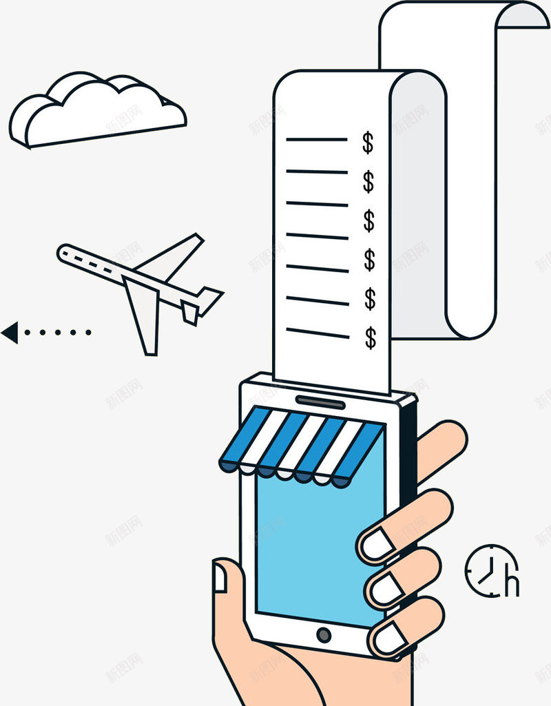 素描飞机png免抠素材_新图网 https://ixintu.com 云朵 建筑 手机 手绘 条纹 素描 纸条 雨棚 飞机