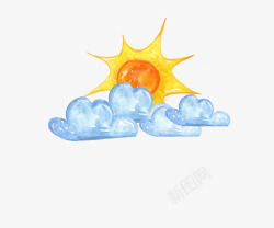 卡通手绘太阳云彩素材