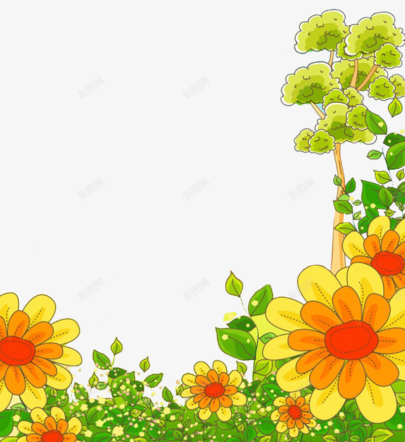 植物鲜花png免抠素材_新图网 https://ixintu.com 儿童海报底纹 向日葵 开学季鲜花 花朵底纹