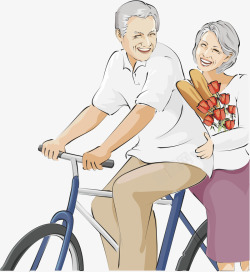 开心骑自行车老人健康高清图片