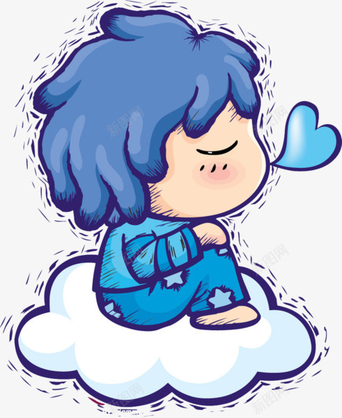 坐在云朵上的男孩png免抠素材_新图网 https://ixintu.com 云朵 儿童 卡通 可爱 爱心 男孩孩 蓝色