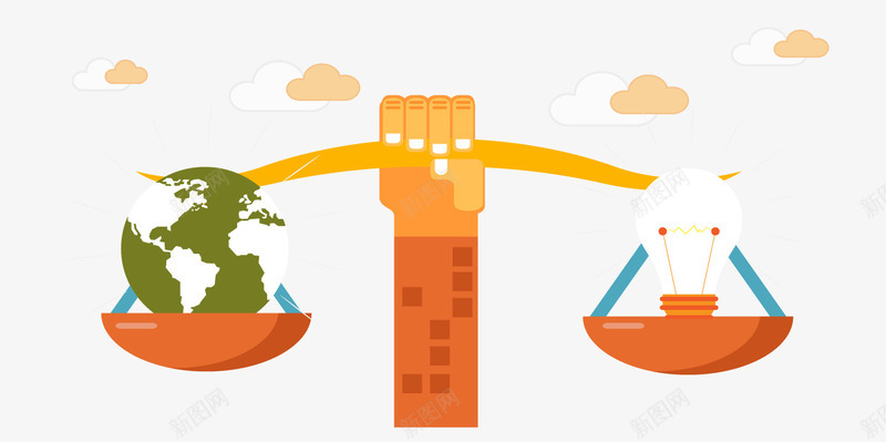 天平矢量图ai免抠素材_新图网 https://ixintu.com 云朵 卡通天平 地球 天平砝码 水平称 灯泡 矢量图