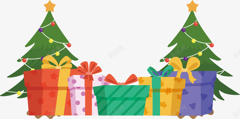 彩色圣诞礼物堆png免抠素材_新图网 https://ixintu.com 圣诞树 圣诞礼物 圣诞节 矢量png 礼物 礼物堆
