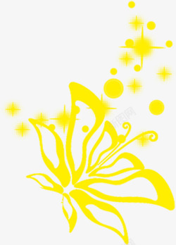 黄色卡通蝴蝶星光素材