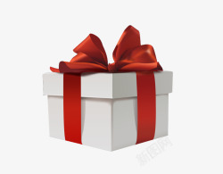 创业白色的礼物盒红色蝴蝶结素材