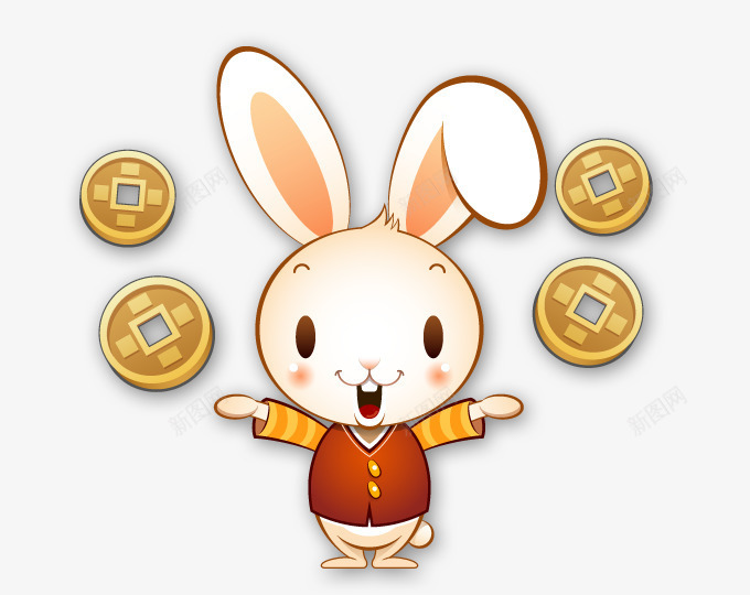 可爱兔子扔钱币psd免抠素材_新图网 https://ixintu.com 兔子 可爱兔子 可爱兔子扔钱币 扔 扔钱币 钱币