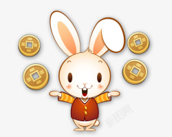 可爱兔子扔钱币素材
