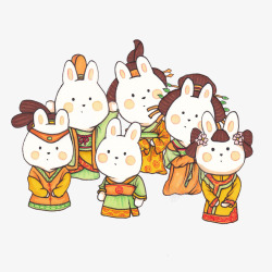 六只中秋节六只兔子图高清图片