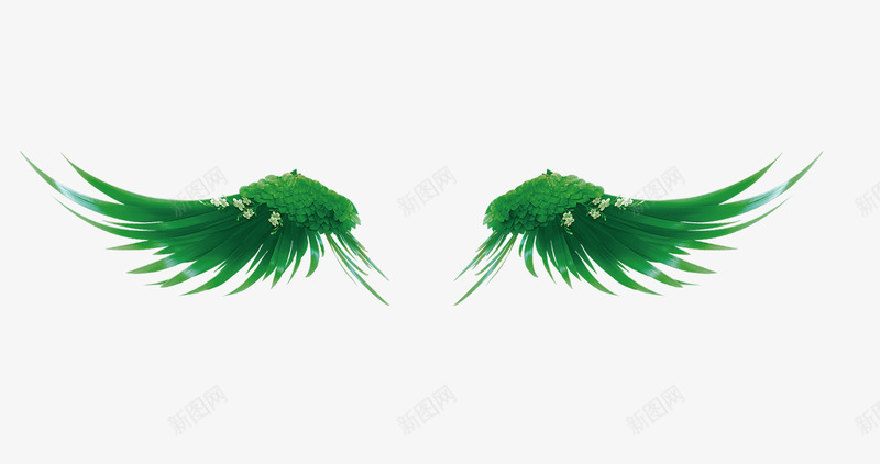 树叶翅膀型装饰图案psd免抠素材_新图网 https://ixintu.com 树叶 绿色 翅膀型 翅膀形状 装饰图案