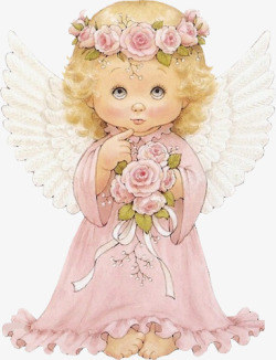可爱天使PNG可爱手绘粉色天使高清图片