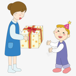 给孩子一份礼物母亲送礼物给孩子矢量图高清图片