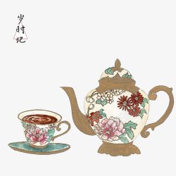 花纹茶壶素材