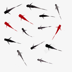 锂鱼中国水墨风格一群鱼图矢量图高清图片