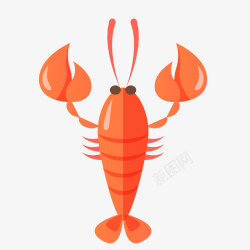 卡通红色的龙虾动物素材