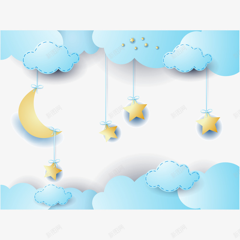 漂浮的云彩吊着的星星月亮png免抠素材_新图网 https://ixintu.com 吊着的星星 月亮矢量图 漂浮的云彩