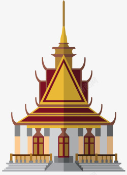 柬埔寨符号手绘风格卡通柬埔寨矢量图高清图片