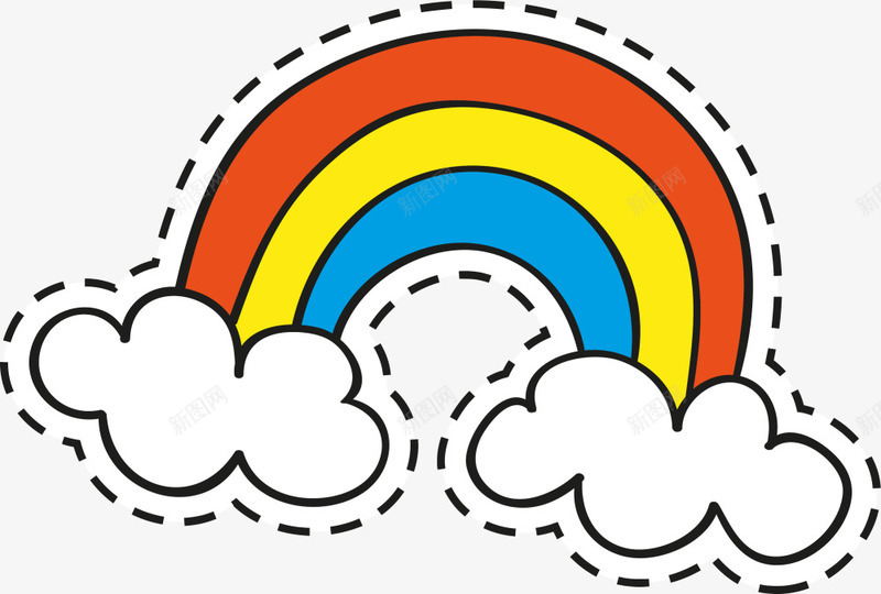 彩色卡通云朵彩虹png免抠素材_新图网 https://ixintu.com 云彩 云朵 卡通彩虹 天空 彩虹 浮云 装饰图案