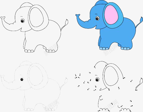 卡通大象png免抠素材_新图网 https://ixintu.com 卡通动物漫画 卡通大象 简笔画