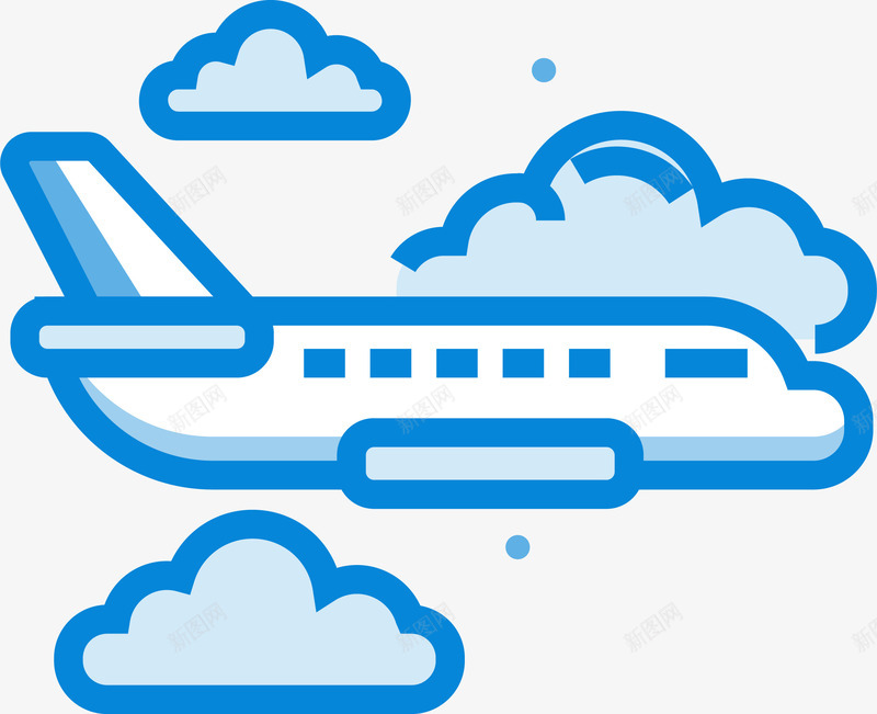 飞机矢量图eps免抠素材_新图网 https://ixintu.com 云朵 矢量飞机 载客 飞行 矢量图