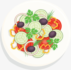 美味健康蔬菜沙拉矢量图素材