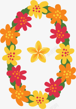 夏威夷情调花朵迷你风格花圈矢量图高清图片