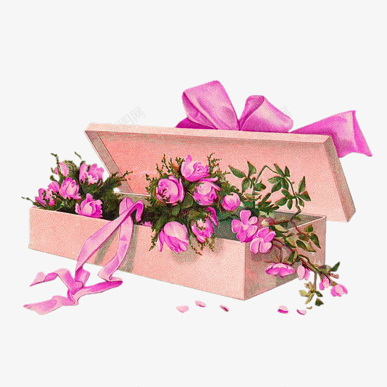 粉色礼盒装鲜花装饰图案png免抠素材_新图网 https://ixintu.com 免抠PNG 礼盒装 粉色 装饰图案 鲜花