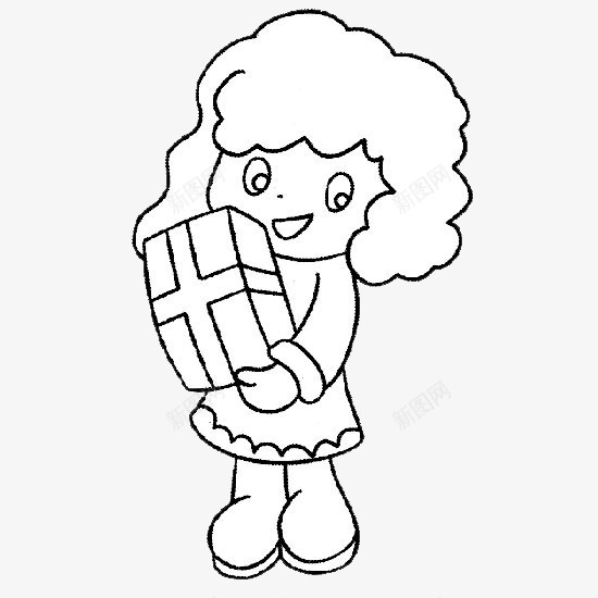 手拿礼物的女孩简笔画图标png_新图网 https://ixintu.com 可爱风格 女孩 小巧 手拿礼物 拿着东西的人 简笔画 装饰图案