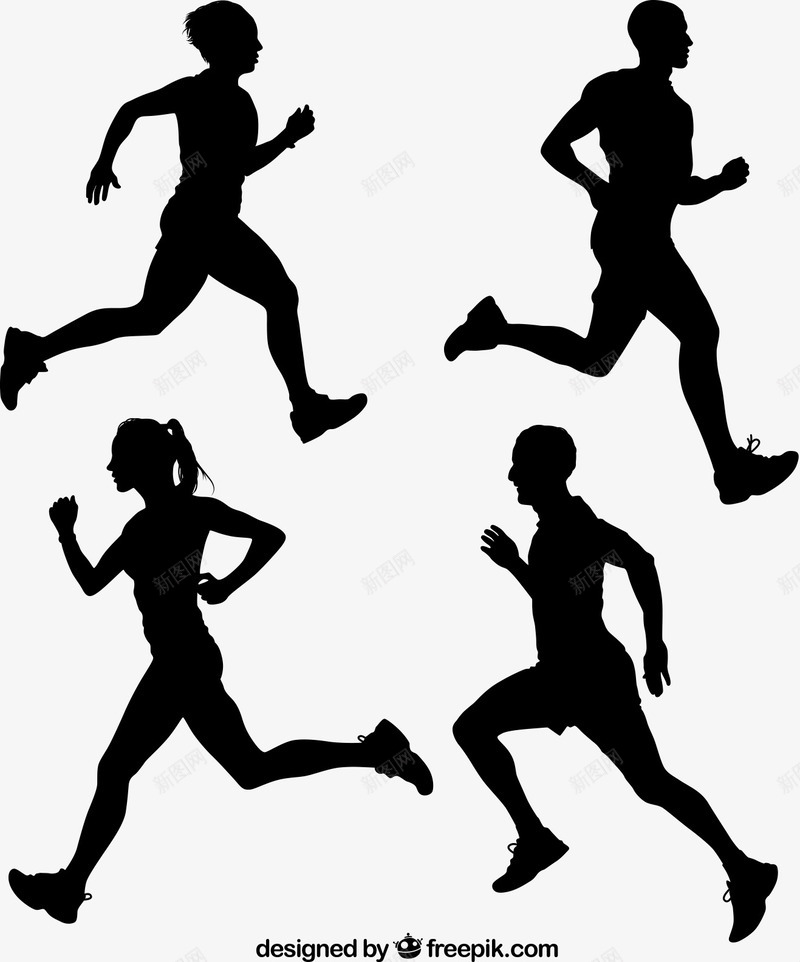 4款跑步人物剪影png免抠素材_新图网 https://ixintu.com psd素材 人物剪影 小黑人跑步 跑步 跑步影子 黑白