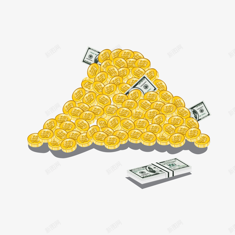 堆成山的金币png免抠素材_新图网 https://ixintu.com 商业 堆成山的金币 货币 金融 钱币