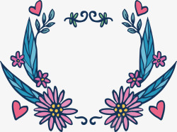 浪漫粉色雏菊标题框素材